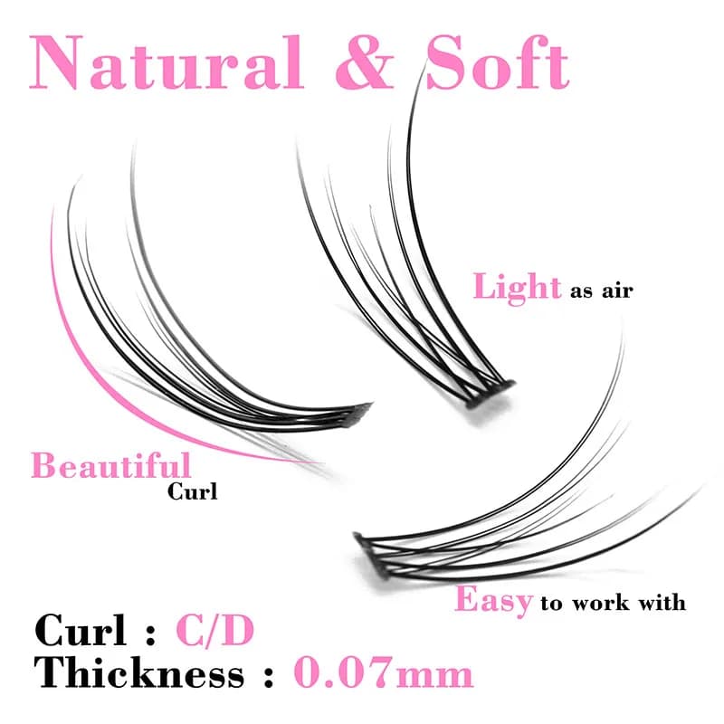 Kit 120 cils premium vison dovetail - Extensions 3D naturelles maquillage professionnel pêche élégance