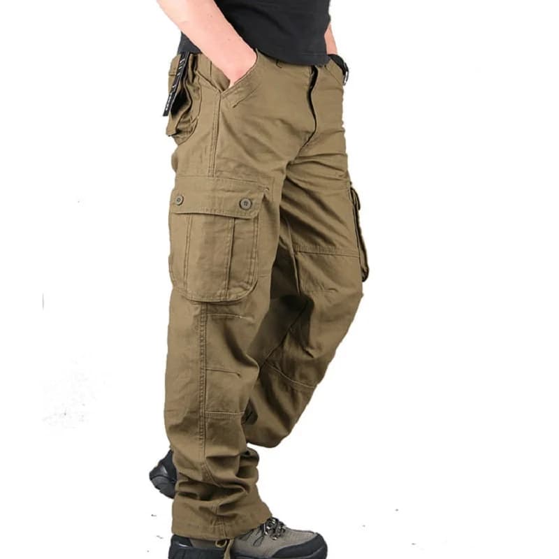 Pantalon cargo coton homme multi-poches tactique pêche travail droit slacks vêtement extérieur