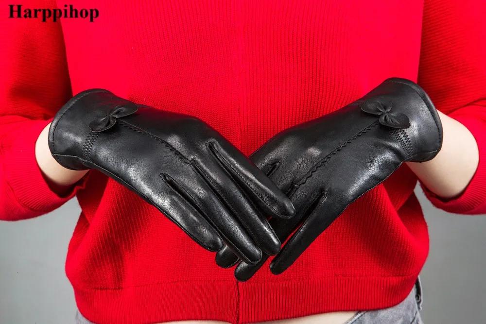Gants femme cuir véritable rouge automne hiver - mode tendance doublure chaude anti-vent
