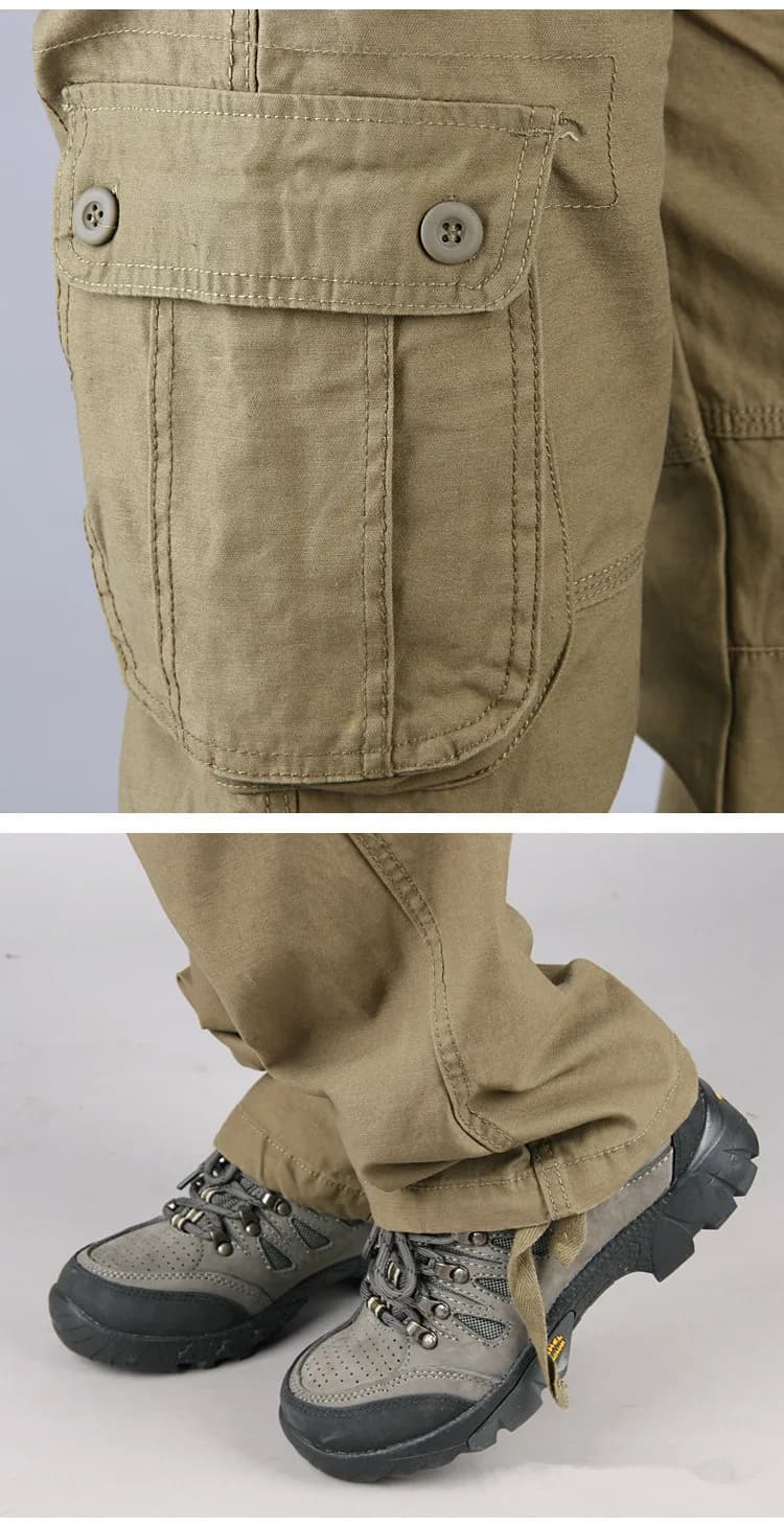 Pantalon cargo coton homme multi-poches tactique pêche travail droit slacks vêtement extérieur