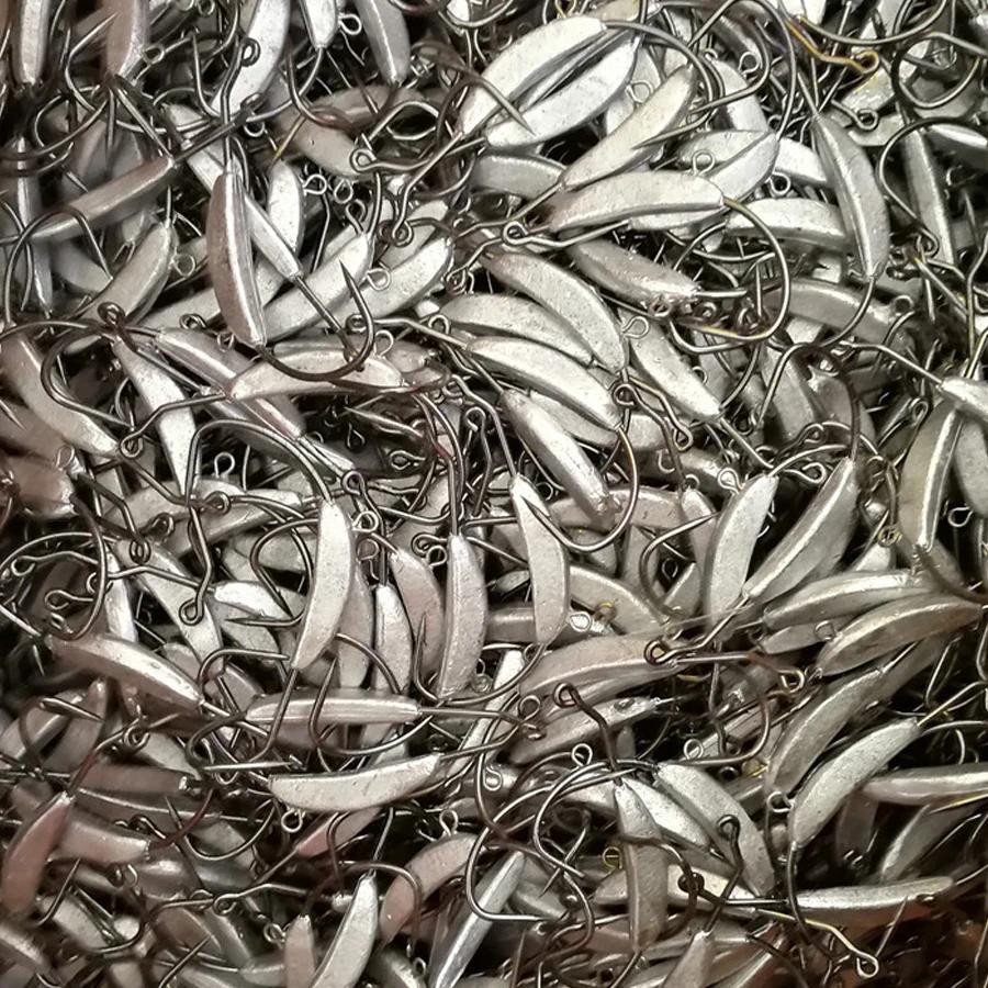 Hameçons offset weighted avec cuillères pailletées 2 pièces - Pour Texas Rig et pêche active