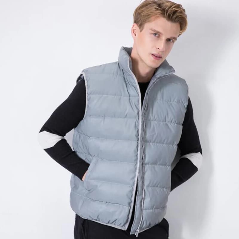 Gilet réfléchissant homme d'automne-hiver - Veste sans manches matelassée réfléchissante pour pêche nocturne