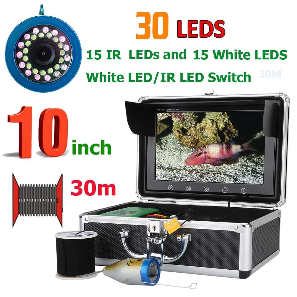 Sondeur hivernal MaoTeWang 10 pouces avec double lampe et câble 50m pour pêche sur glace professionnelle