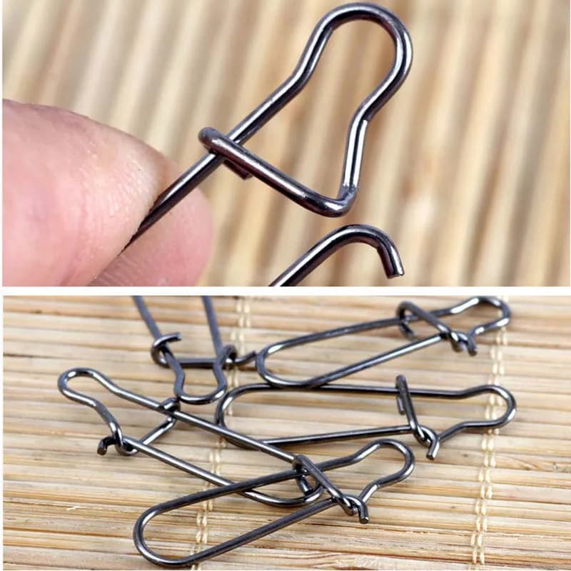 50 ou 100 pièces agrafes pêche inox à verrouillage rapide pour leurres et émerillons - Accessoires montage