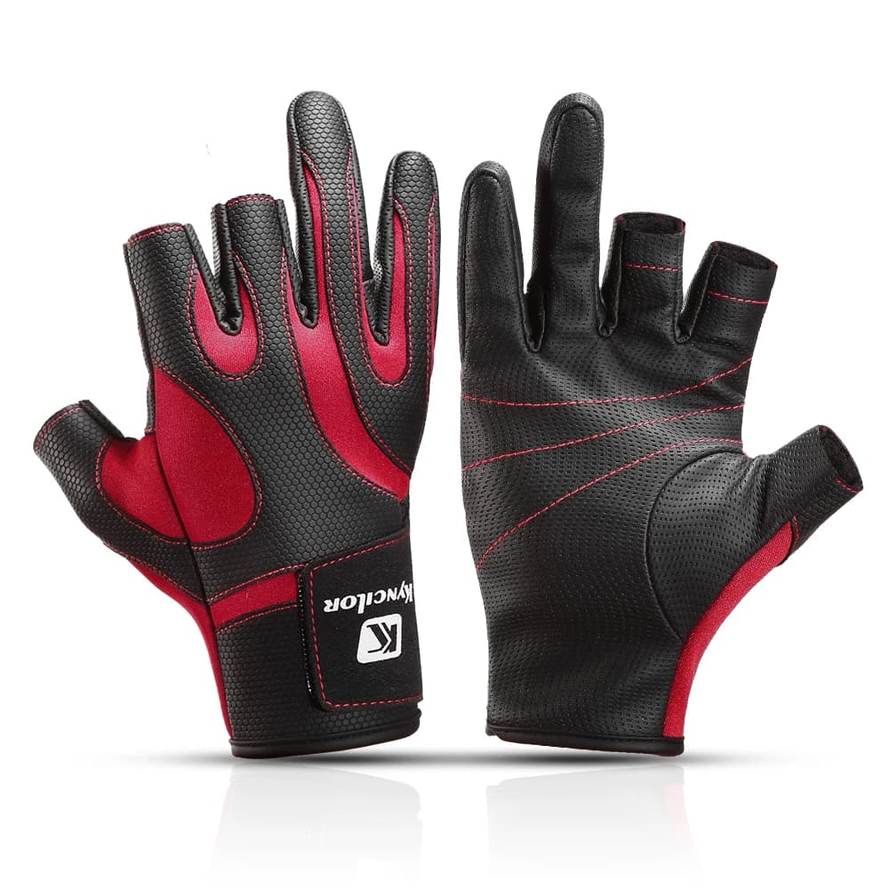 Gants pêche sans doigts 3 doigts cuir résistant - survie camping randonnée outil secours