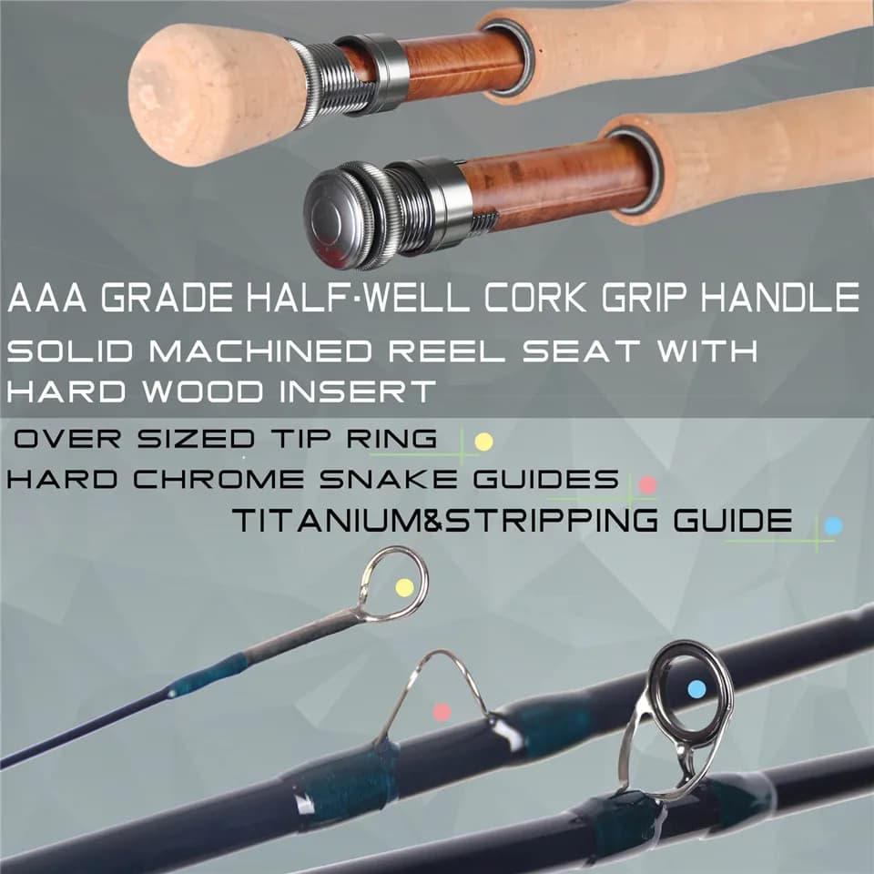 Canne à pêche à la mouche Maximumcatch V-Traveler 9FT 5-8wt graphite IM10 fibre carbone 7 sections action rapide