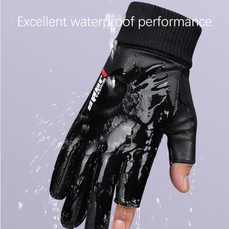 Gants hommes velours chauds deux doigts anti-dérapants étanches tactiles pour pêche randonnée cyclisme