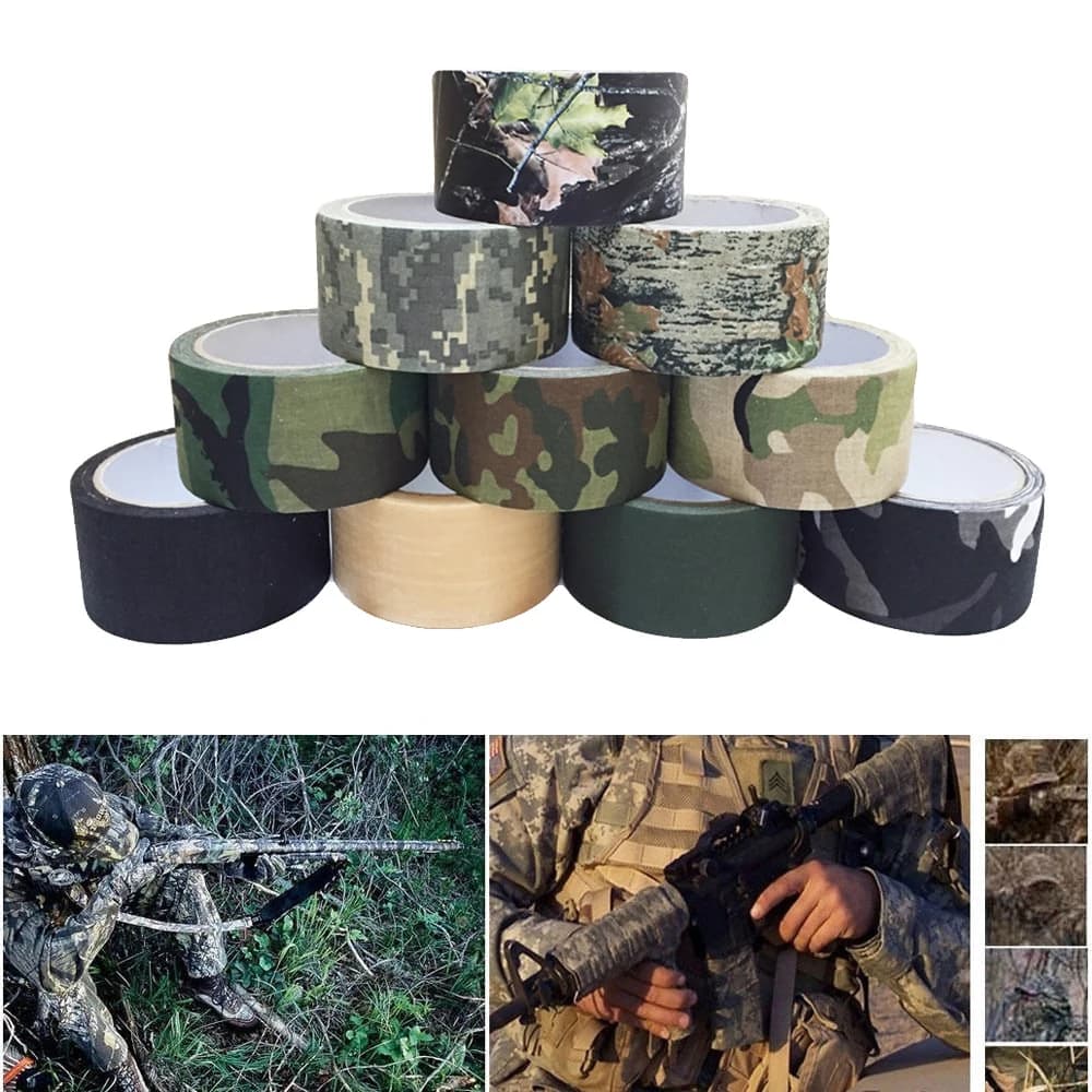 Ruban camouflage auto-adhésif 5m/10m - Pêche paintball airsoft imperméable antidérapant
