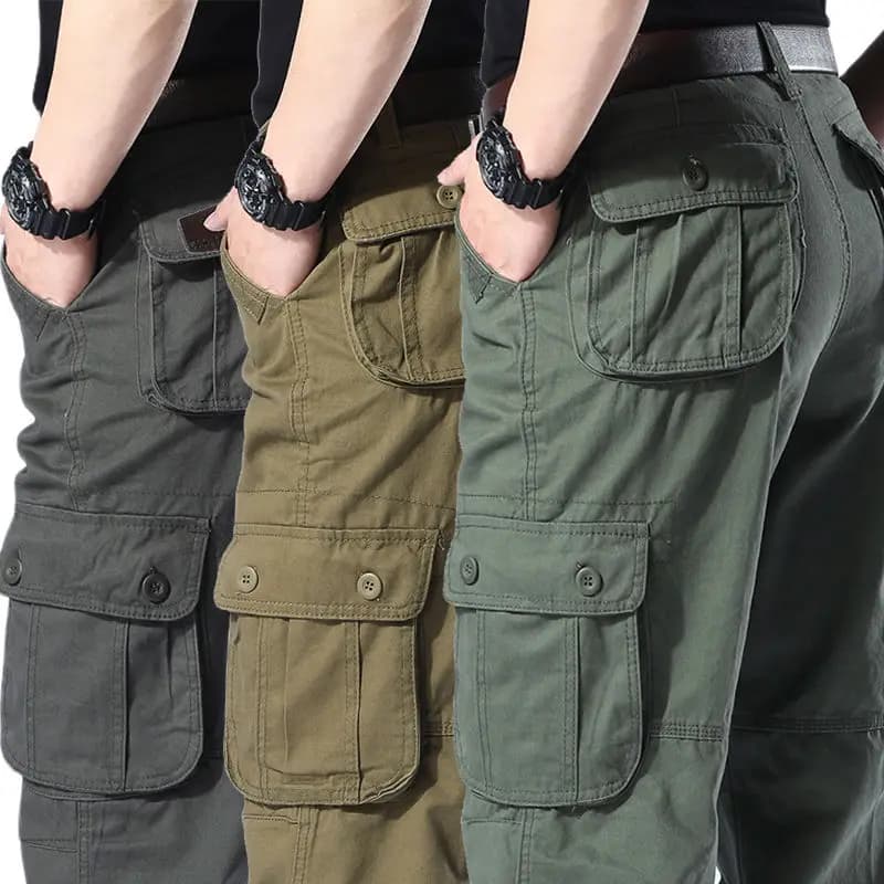 Pantalon camouflage cargo coton ample poids lourd - Vêtements pêche sportive
