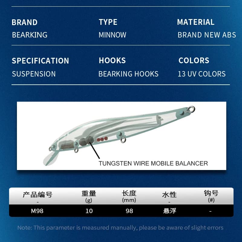 Leurre minnow BEARKING 9.8cm 10g pour prédateurs - Wobbler professionnel plongeant 2.1m