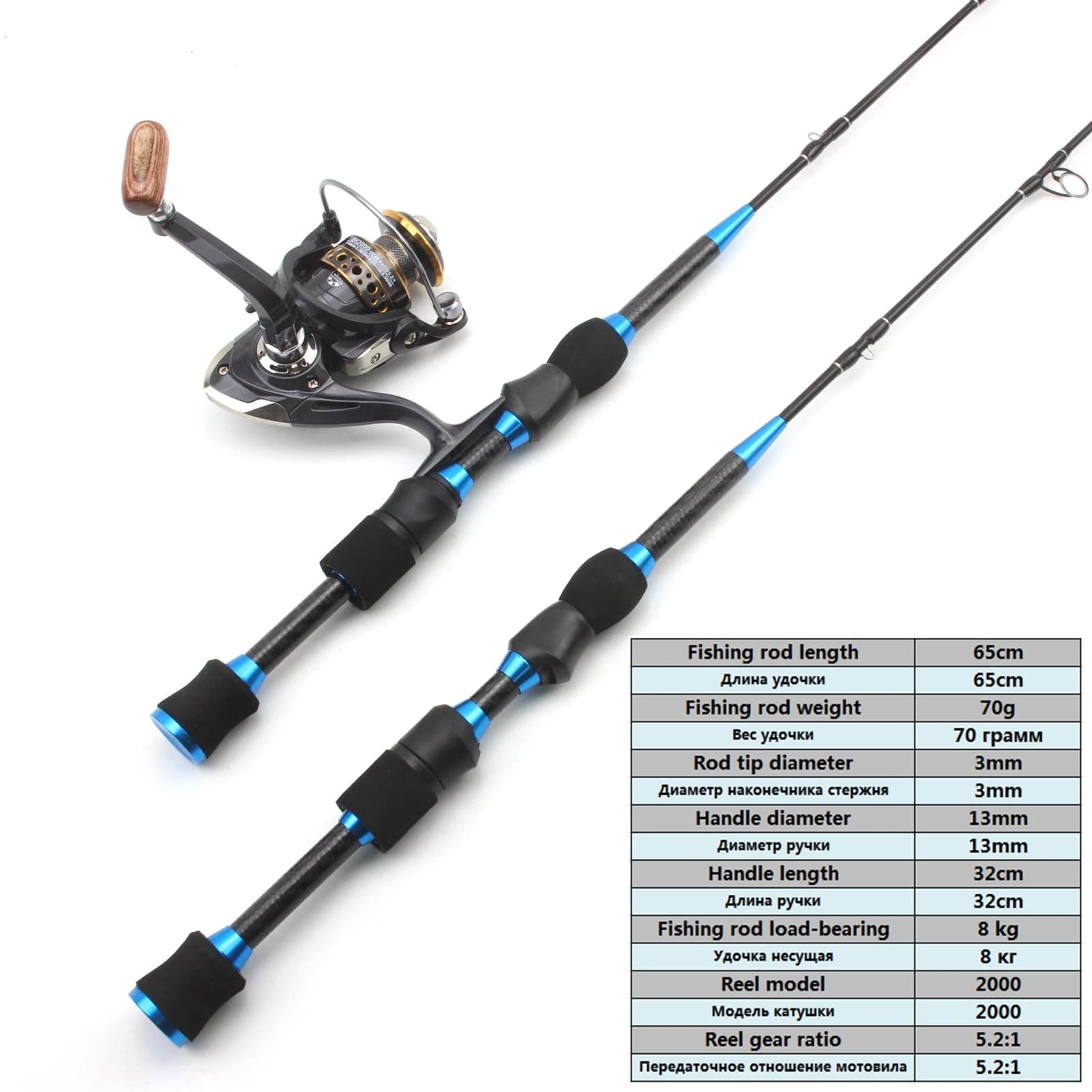 Canne pêche glace 65cm carbone super rigide combo moulinet set carpe hiver pesca