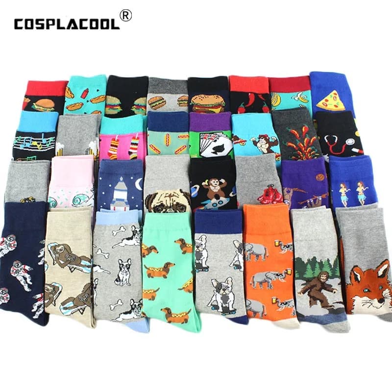 Chaussettes drôles avec motifs animaux - Pug, éléphant, lion - Unisexe et cadeau original