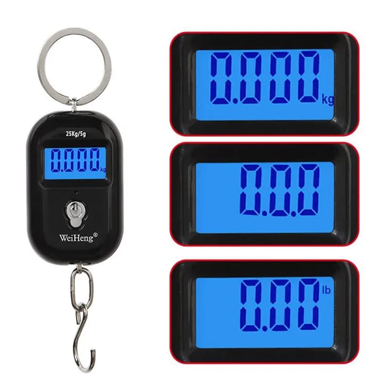 Mini balance électronique portable 25kg/5g avec crochet et rétroéclairage pour bagages et pêche JUANJUAN