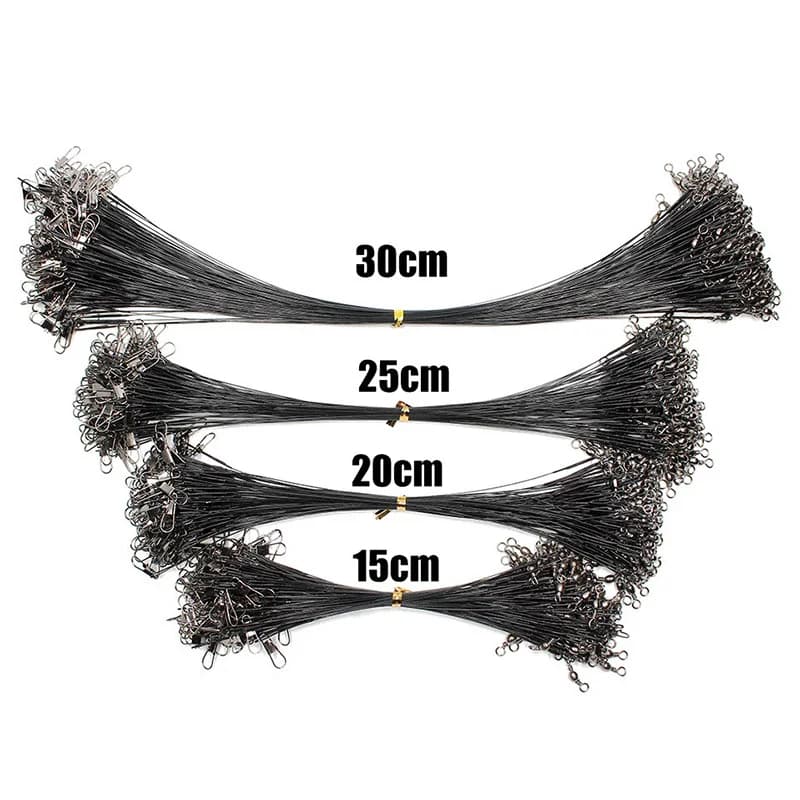 Aorace 20 fils d'acier anti-empoissonné avec émerillon, bas de ligne plombé pour pêche (15 à 50 cm)