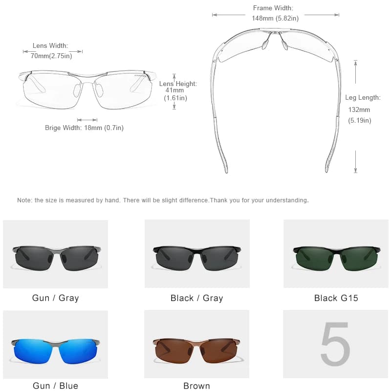 Lunettes de soleil polarisées KINGSEVEN pour pêche en mer - Verres miroir aluminium aviation qualité premium