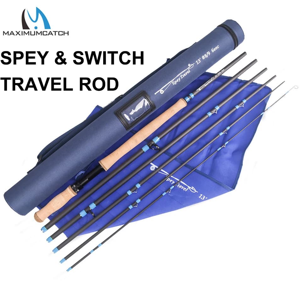 Canne Spey voyage 10-13ft Maximumcatch 5-9WT 5-6 sections avec talons interchangeables pêche deux mains