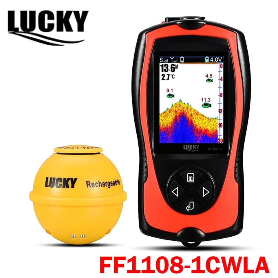 Détecteur poissons rechargeable Lucky FF1108 filaire/sans fil 45m profondeur écran couleur