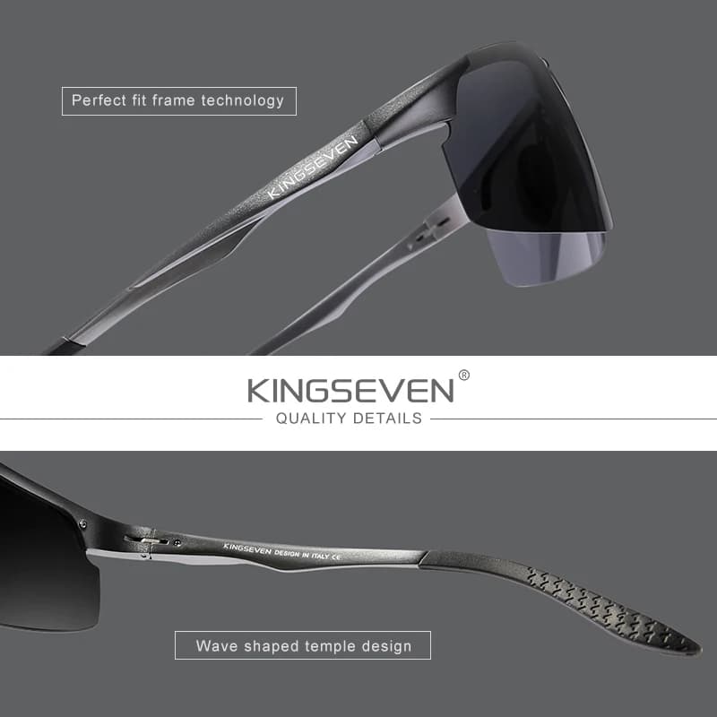 Lunettes de soleil polarisées KINGSEVEN pour pêche en mer - Verres miroir aluminium aviation qualité premium