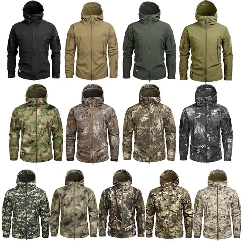 Veste tactique shark skin softshell multicam imperméable polaire pour pêche outdoor grande taille