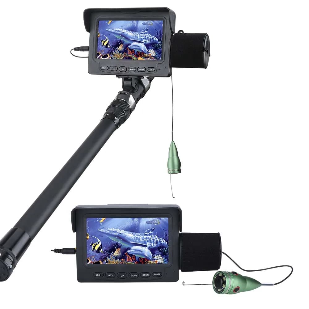 Kit pêche sous glace MAOTEWANG 4,3 pouces écran IPS avec 6 LEDs vision nocturne pour caméra pêche hivernale sous-marine
