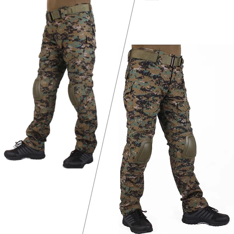 Uniforme BDU jungle digital avec protections - Tenue pêche complète genouillères coudières intégrées