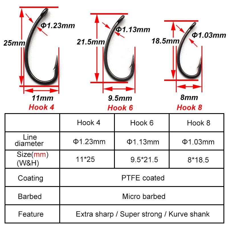 4 montages carpe prêts à pêcher pour bouillettes avec hameçons tailles 2, 4 et 6