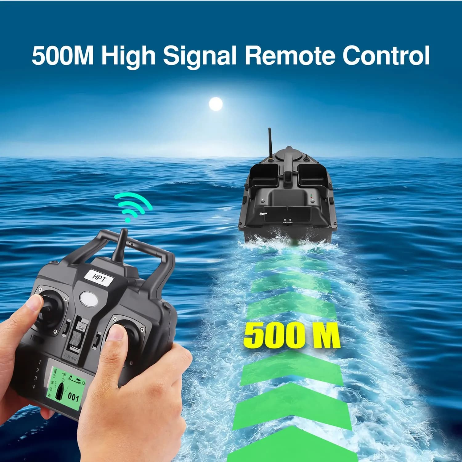 Bateau appât GPS avec sonar sans fil et 3 compartiments pour pêche à la carpe et contrôle à distance