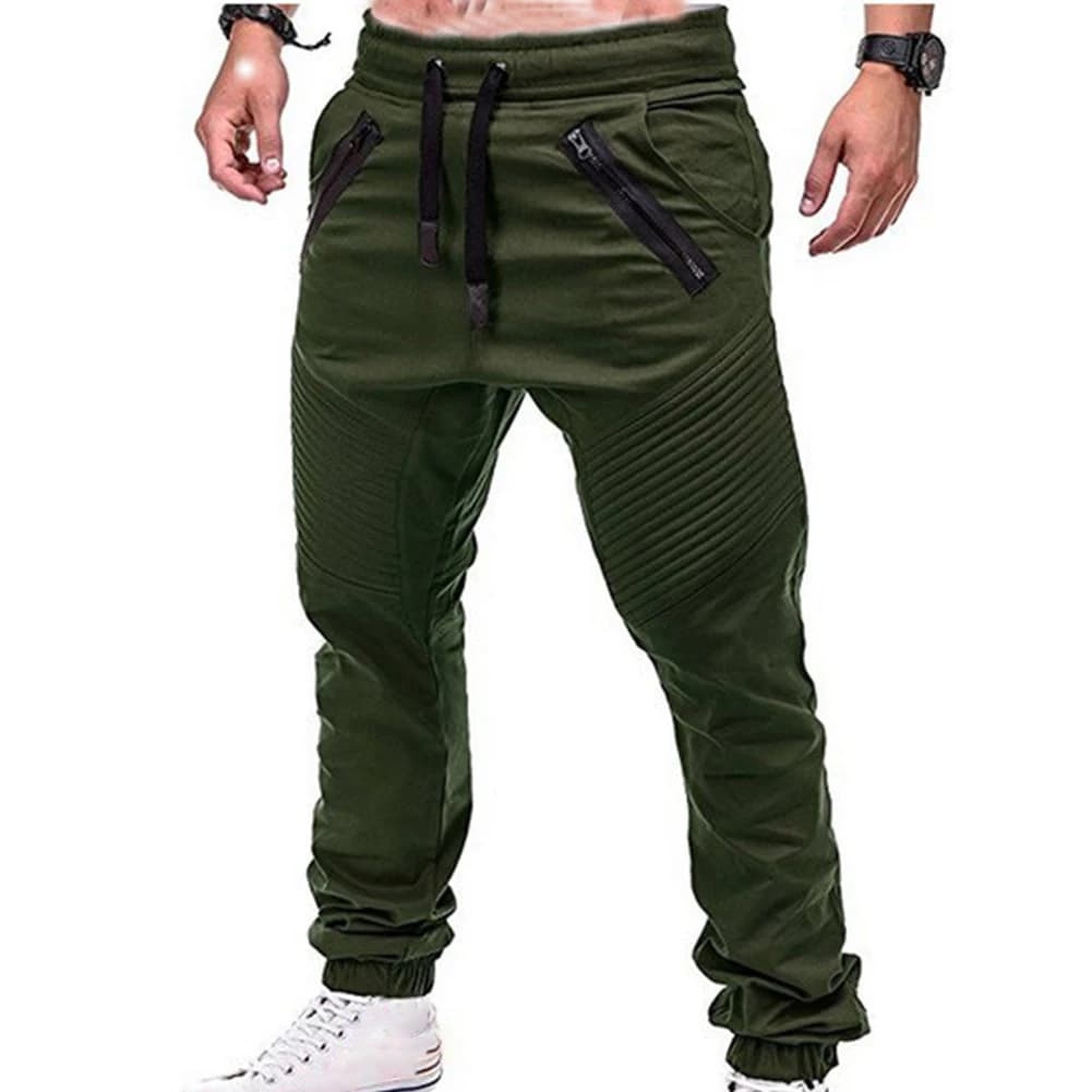 Pantalon de sport homme à lacets cheville et poches zippées - Nouvelle collection pêche confortable