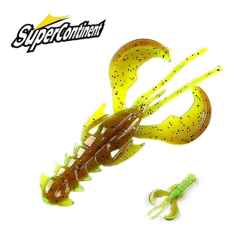Leurre souple Supercontinent Crazy Lures 65mm et 40mm, leurres crevette et homard pour la pêche aux leurres