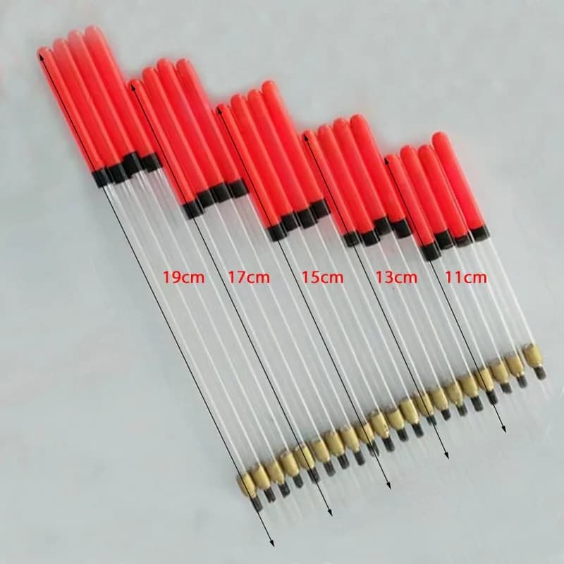 20 flotteurs transparents 5 tailles pour pêche de la carpe - Kits avec tiges flottantes