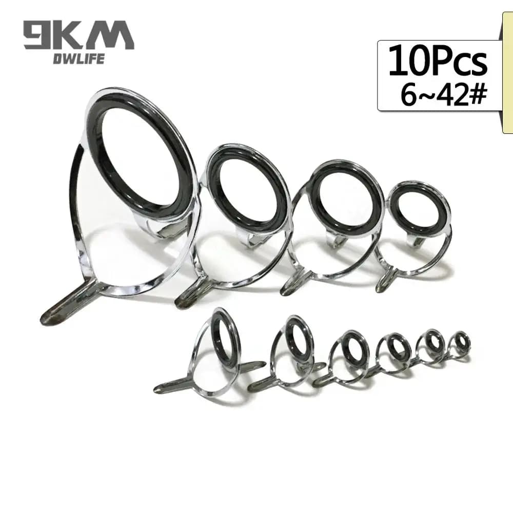 Kit réparation 10 guides anneaux canne mixte taille - Acier inoxydable eau douce et mer 6-42#