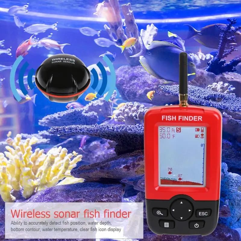 Détecteur poissons sans fil 100m sonar portable pour mer lac eau salée pêche échosondeur intelligent