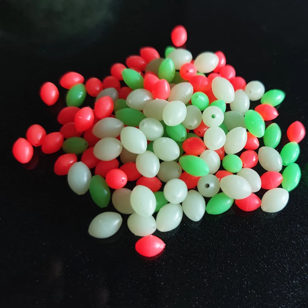 Perles d'arrêt lumineuses INFOF 100-500 pièces - Accessoires pêche mouche nocturne et stoppers ovales en caoutchouc