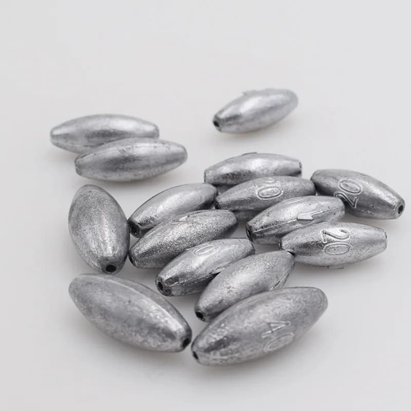 10 plombs de pêche olive 1g à 8g pour ligne de pêche - Poids plombés pour appâts