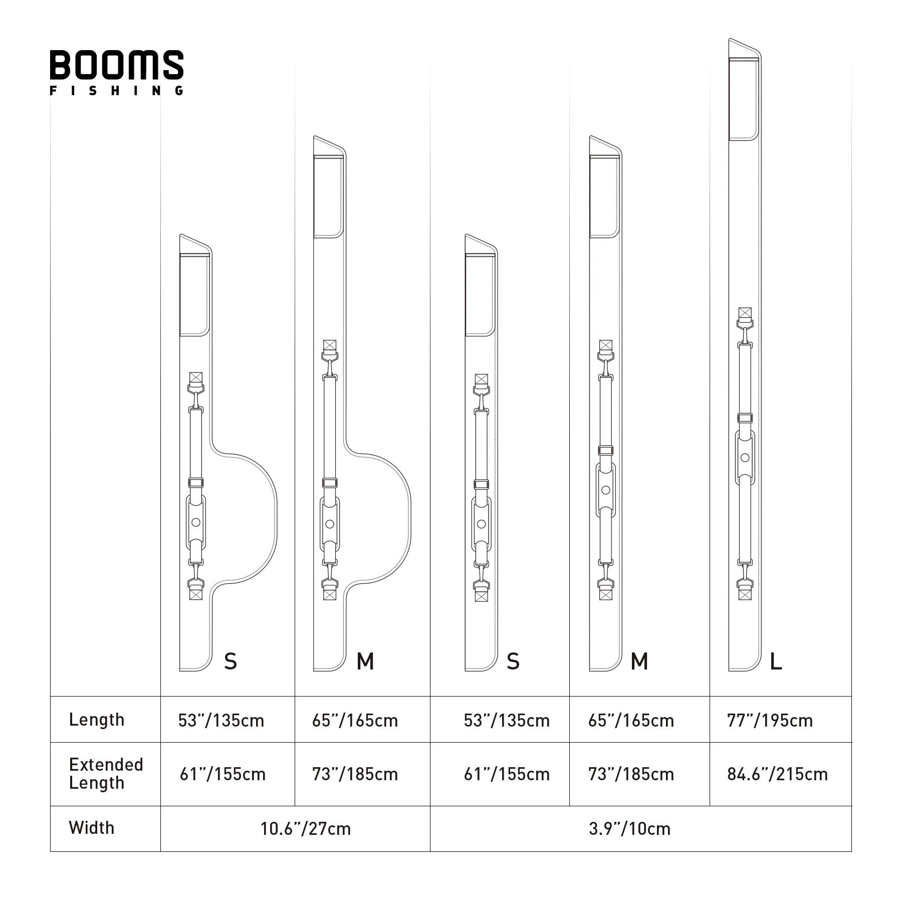 Booms Fishing PB4 housse canne à pêche pliable nylon 135-185 cm pour moulinets et cannes multiples