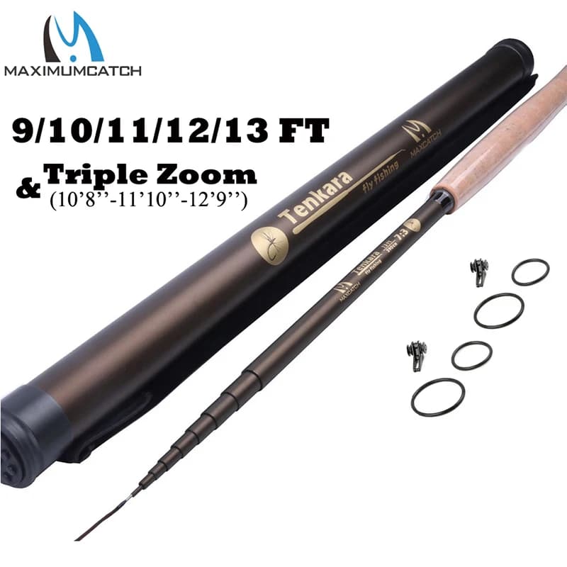 Canne Tenkara télescopique Maximumcatch 9-13ft action rapide, 9 segments pour pêche à la mouche nomade