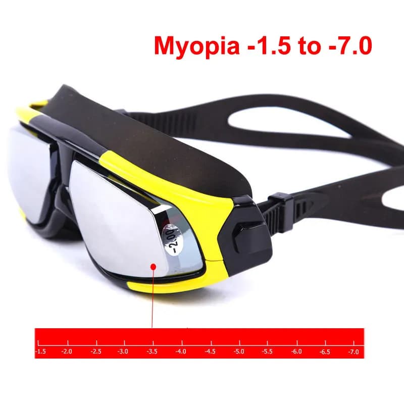 Lunettes de natation correctrices dioptrie étanches anti-buée UV grand cadre myopie