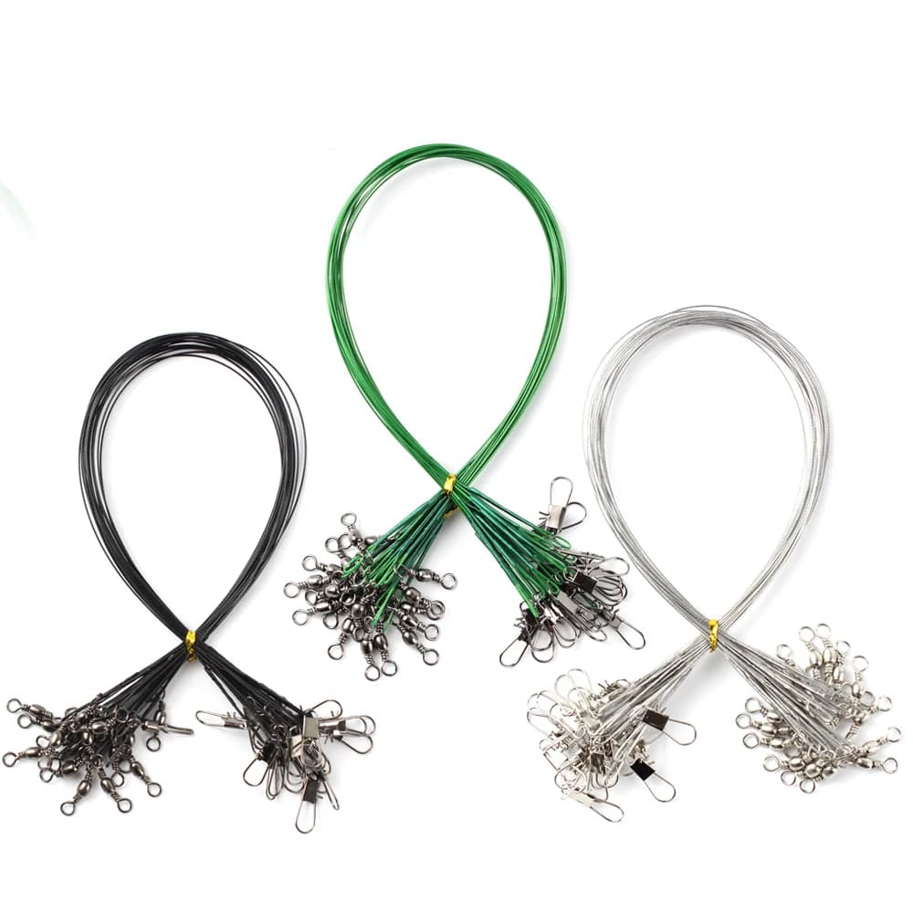 Aorace 20 fils d'acier anti-empoissonné avec émerillon, bas de ligne plombé pour pêche (15 à 50 cm)