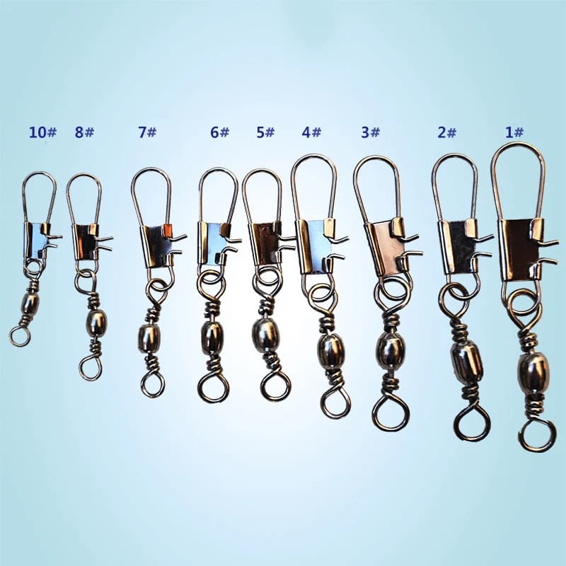 50 émerillons à roulement pour pêche sur glace - connecteurs rapides avec système Fastlock sécurisé