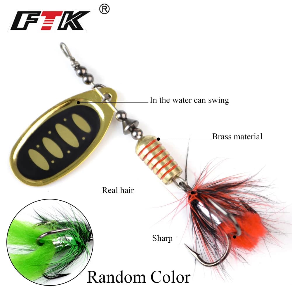 Spinner bait FTK 7.5g 12g 17.5g avec plumes - leurre métal pour brochet et black bass