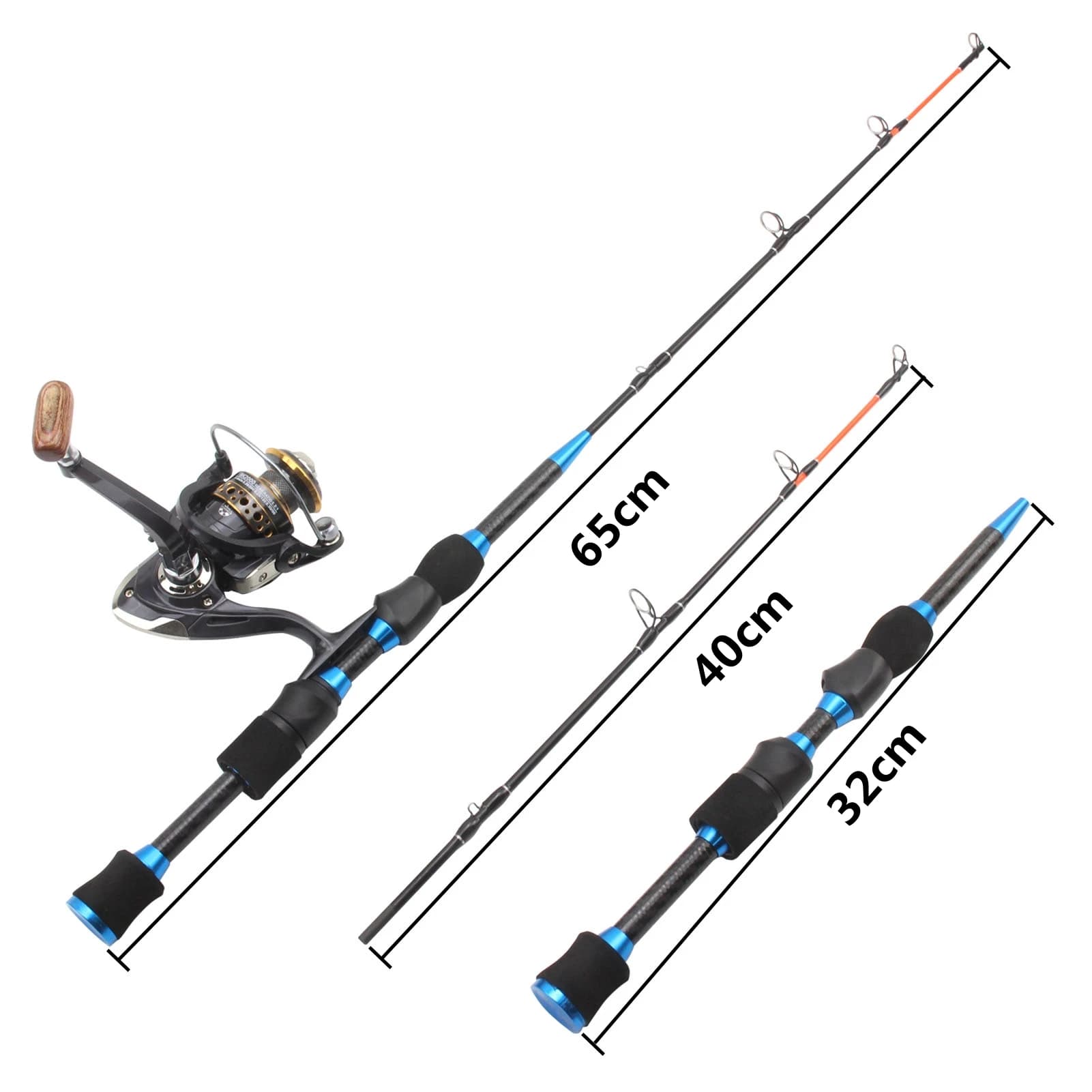 Canne pêche glace 65cm carbone super rigide combo moulinet set carpe hiver pesca