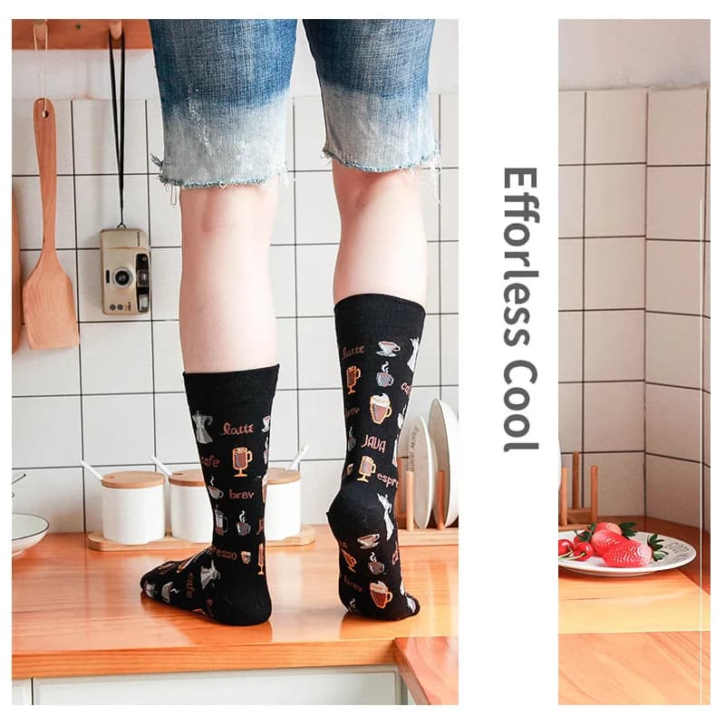 Chaussettes homme fun originales cadeau Noël - Motifs omelette grenouille saumon poisson drôles
