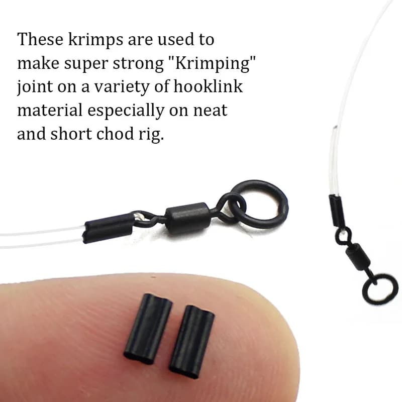 50 crimpons KRIMPS pour bas de ligne pêche carpe 0.6-0.7mm rigs chod hair Ronnie rigs équipement