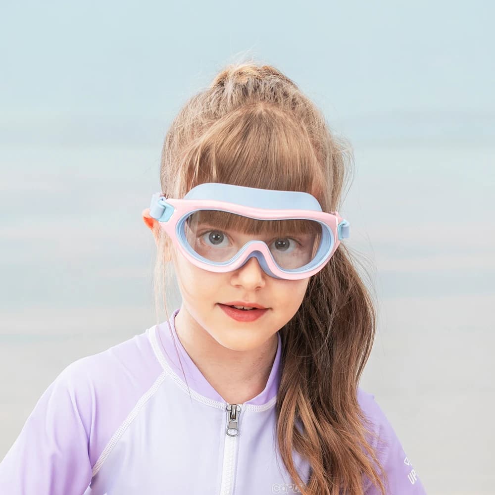 Lunettes de natation enfants grandes montures anti-buée silicone - Masque de piscine confortable