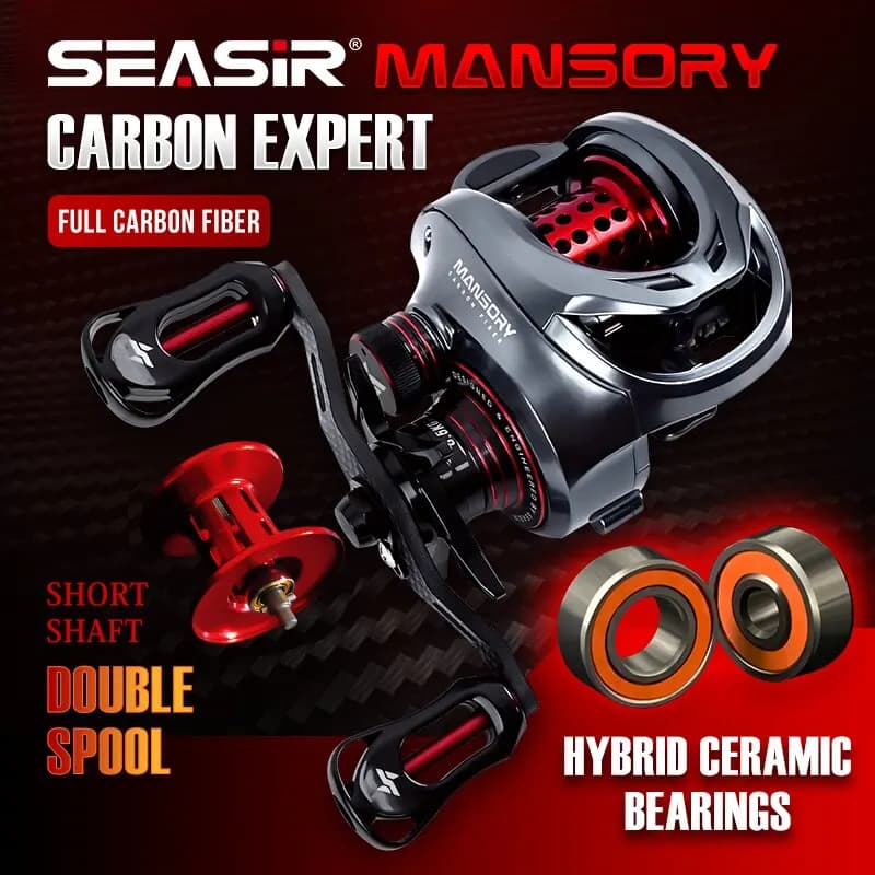 Moulinet baitcasting Seasir Mansory 146g carbone - Ratio 7.3:1 pour pêche en mer et eau douce