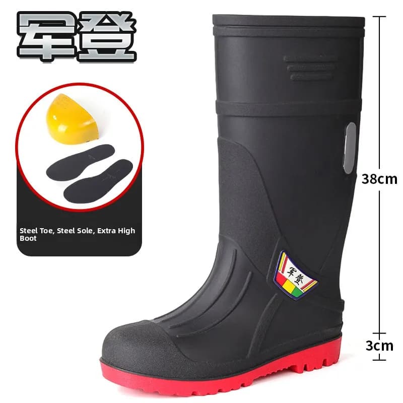 Bottes de sécurité homme haute embout acier semelle acier anti-écrasement perforation imperméables plastique renforcé