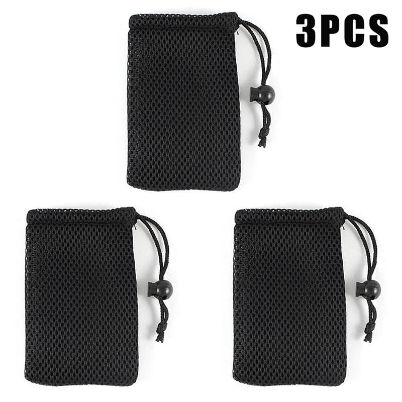 3 pochettes de rangement nylon mesh à cordon multi-usage voyage activités extérieures produits numériques accessoires