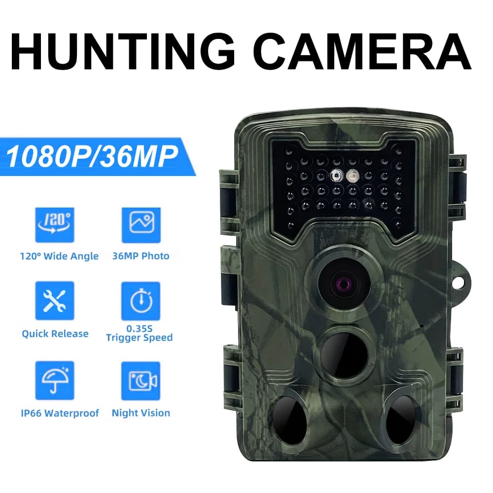Mini caméra trail 36MP 1080P avec détection de mouvement pour suivi animalier et pièges photos