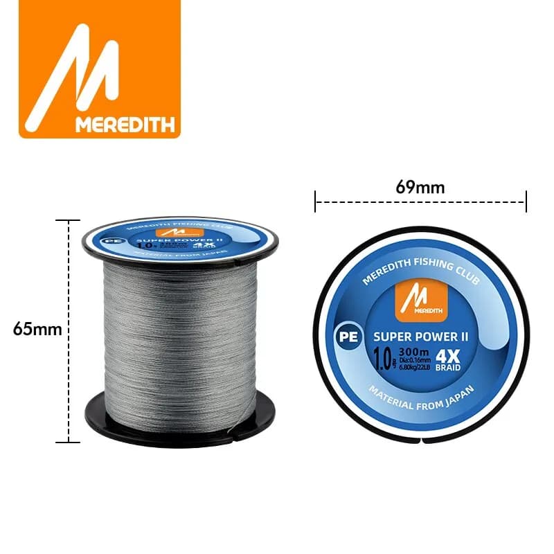 Ligne de pêche MEREDITH 4 brins 300M 15-80LB, multifilament souple pour leurres et appâts