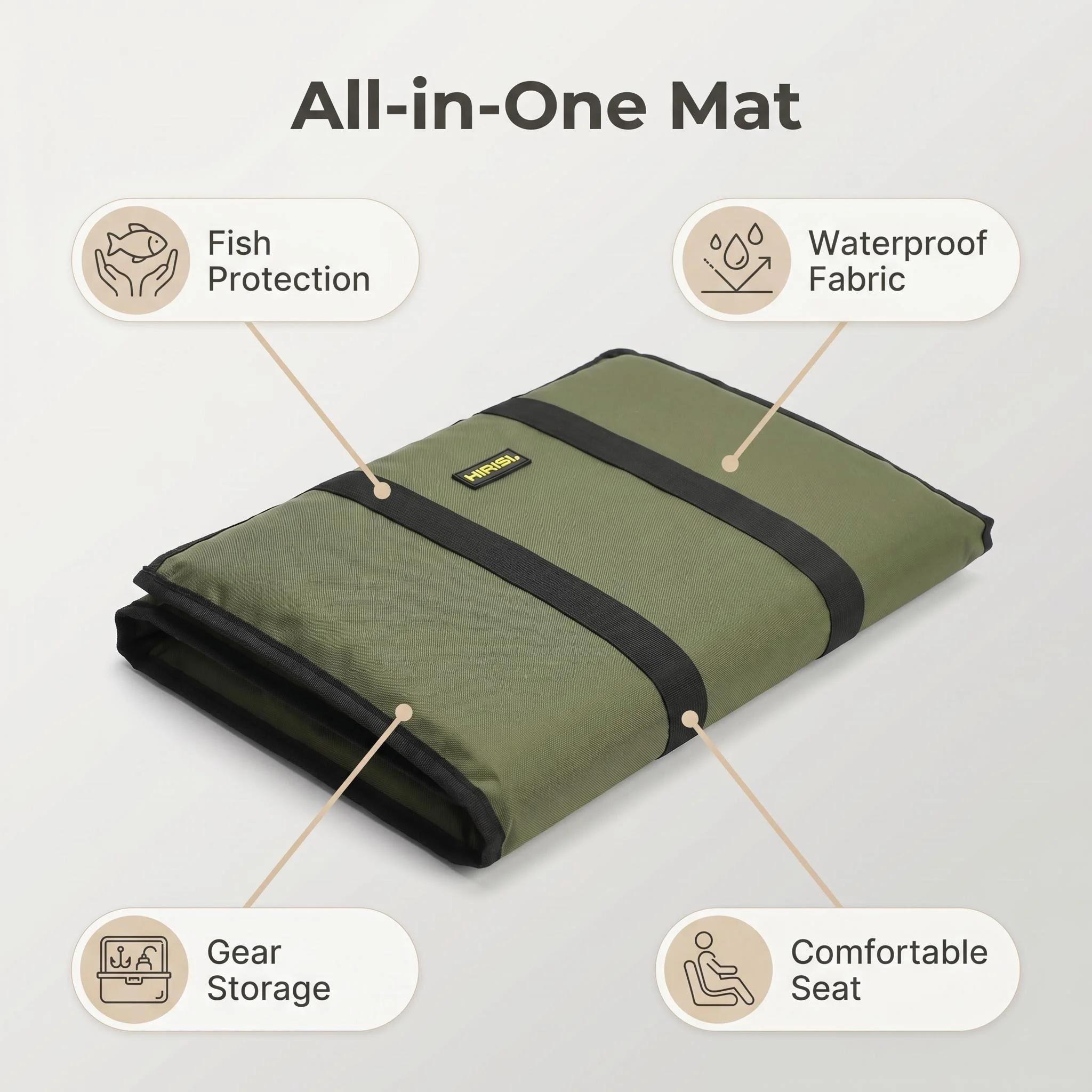 Tapis de décrochage pliable multifonction Hirisi avec coussin éponge respirant pour la pêche de la carpe